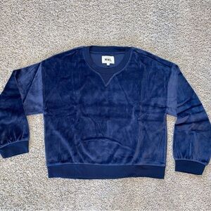 Madewell MWL Velour Crewneck Sweatshirt Dark Baltic Navy Size Medium